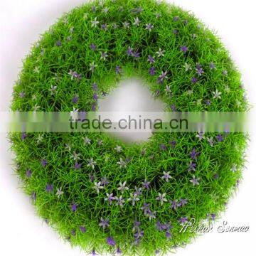 Selling 2016 new designed Artificial grass wreaths with flower for decoration with competitive price