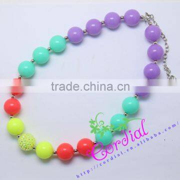 Wholesale Cheap High Quality Fashion Kids Costume Jewelry Handmade Fluorescence Color Acrylic Bead Necklace
