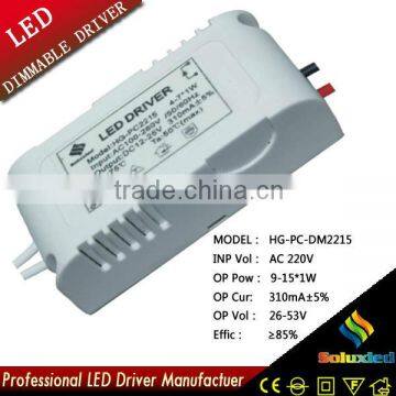 soluxled led driver Dimmable plastic power supply with constant current 9-15*1W driver lamps