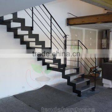 stepped carbon steel double beam wood pedal straight stairs