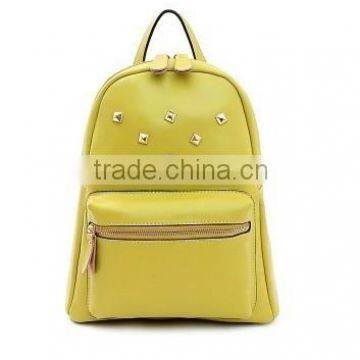 High standard simple fashion design yellow pu leather backpack for girls