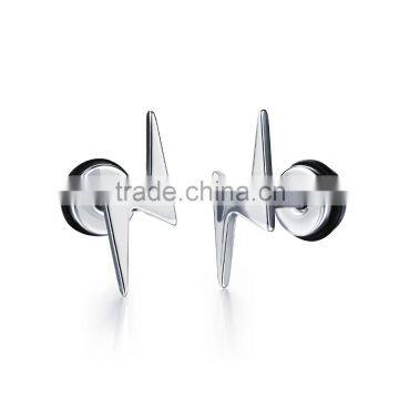 Lightning Design Man Stud Earrings Personality 2 Colors 316L Stainless Steel Vintage Men Jewelry Earring