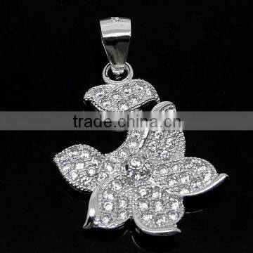 SJ3135 flower shape 925 sterling silver necklace jewelry connector,cz micro pave pendant