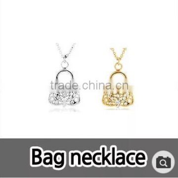 bag necklace Platinum / 16 K gold plating / bag shape and bag type / Crysta l/ Necklace / Jewelry / Accessories