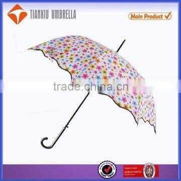 Top quality colorful beautiful lady's stick umbrella, automatic straight umbrella