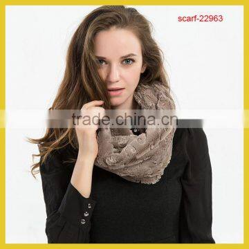 2015 New Fashion Winter brown Color Fur Infinity Scarf Snood For Women Ladies Gifts