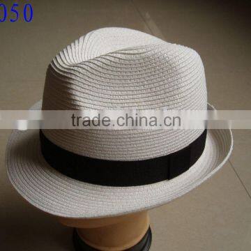 white paper braid hat, fedora hat