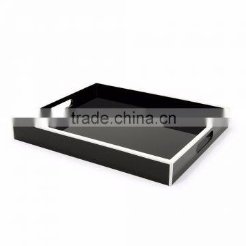 Best selling black and white edge lacquer wood serving tray table