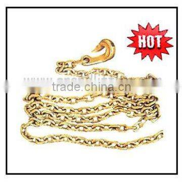 golden galvanized chain sling with bent hook