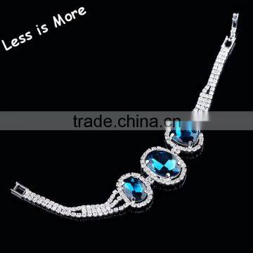 Hot selling tennis bracelet blue sapphire & rubby bracelet with crystal