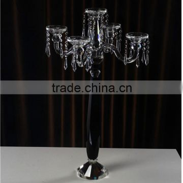 2016 wedding floor black crystal candelabra wholesale made in China