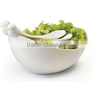 Sparrow Salad Bowl set with Servers spoon and fork