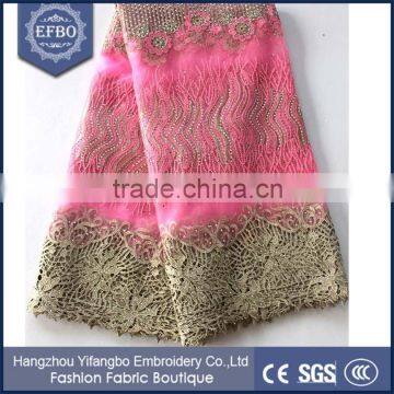 New Arrival Shiny Stones Lace Fabric Net Embroidered for Wedding Dress photo-6
