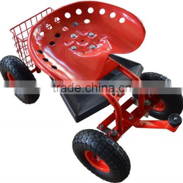 Rolling Garden Caddy Tractor On Wheels With Tool Tray Work Seat