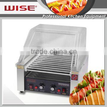 WISE Commercial 11 Rolls Electric Stainless Steel Hot Dog Roller Grill With Sneeze Guard photo-4