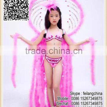 Childer Girls Pink Feather Boa Costume Set For Samba Performance Costume