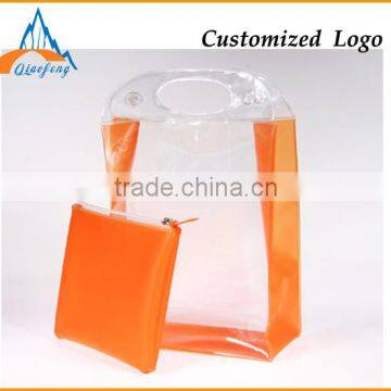 transparent biodegradable foldable pvc gife bag with zipper
