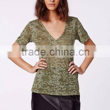 China Wholesale V Neck t Shirt Oversized Fit Custom t Shirt for Woman photo-3