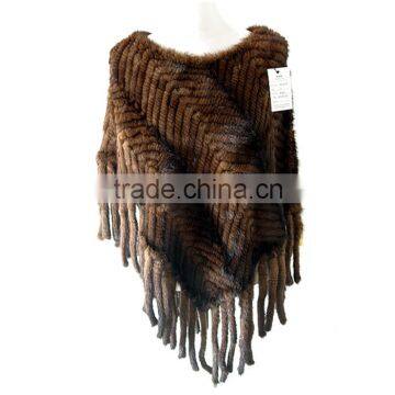 Natural Brown mink fur shawl / hand knitted Mink Fur Shawl KZ14074