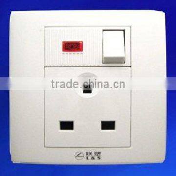 British Standard electrical socket with switch and indicator