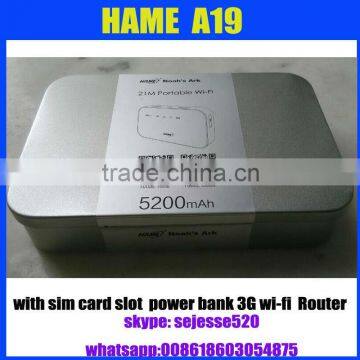 Hame A19 3g power bank 3g wifi router hame A19 with 5200mAh battery