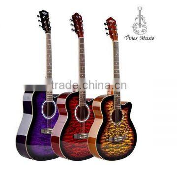 Hot sale colorful linden wood body acoustic guitar