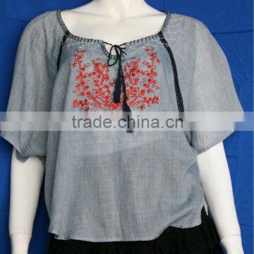Hand made embroidery batwing sleeve latest-shirt-designs-for-women