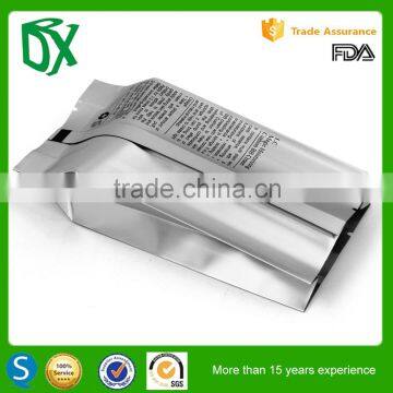 Private label printed heat seal foil tea bag packaging gusset type in 2015