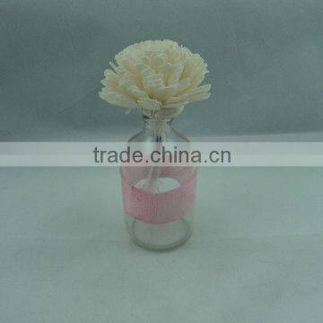 120ml round glass frangrance diffuser, custom made transparent flower reed diffuser, aroma bottle with silk ribbon wholesale