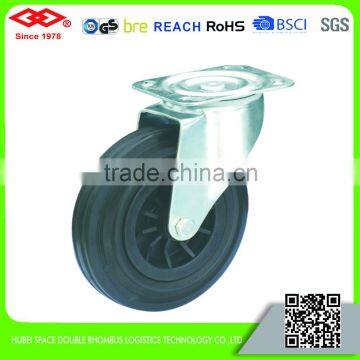 150mm-200mm Black Rubber Casters With Plastic Center