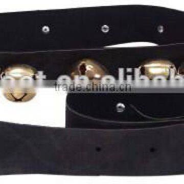 brass artic bell with leather strap as harness , customized size