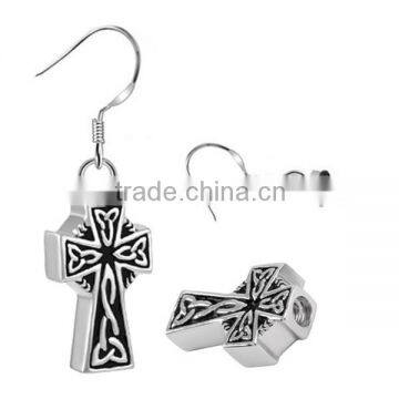 SRE8025 Ladies Fancy Items Celtic Cross Stainless Steel Jewelry Cremation Earring to Put Ashes