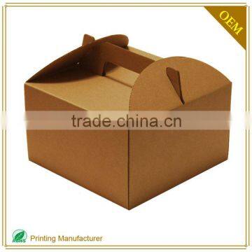 Brown Kraft Paper Take Away Cake Box Custom Design Printing With Handles