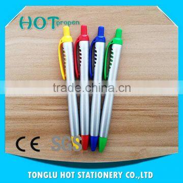 World best selling products solid color clip, neb and plunger advertising plastic pen