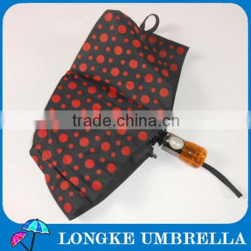 22"*8K auto open&closed 3 folding umbrella dot design