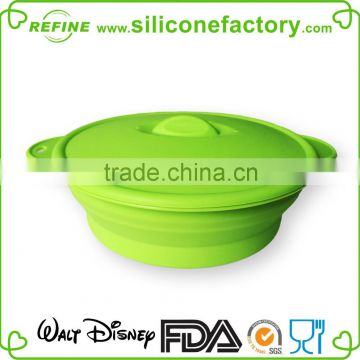 Hot sale durable portable silicone collapsible bowl with lid for travelling or camping