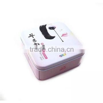 2016 new product square cosmetic tin/ metal cosmetic packing/cosmetic tin box