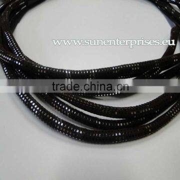 Leather With Chain -Eco Leather With Silver Ball Chains-10mm- Beige photo-5