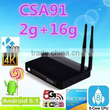 2016 high performance !CSA91 2GB 16GB Octa Core Android 5.1 Smart TV Box RK3368 Chipset Set Top Box