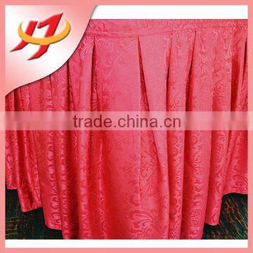 Customize 100% polyester jacquard gathered ruffled table skirt wholesale