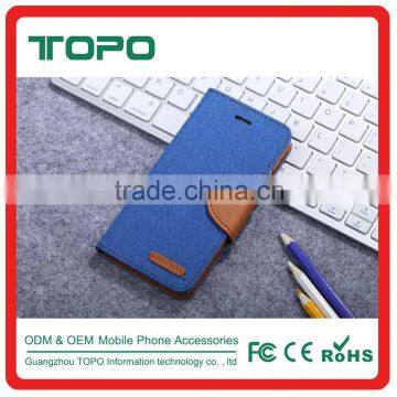 Factory Wholesale Woven PU Leather Flip Diary MERCURY Canvas Wallet Leather Case for Iphone 6 6s Plus Mobile Phone Cover