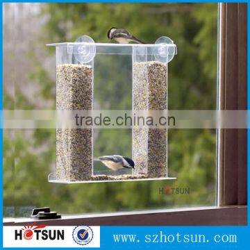 Wholesale out of the window mount pet feeder acrylic bird feeder with suction cup