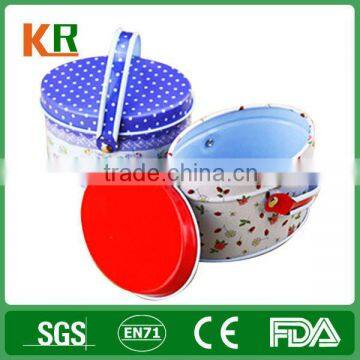 Large Portable Round Cylinder Gift Tin Box