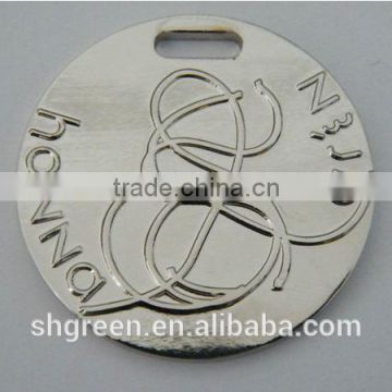 Novelty embossed logo metal badge