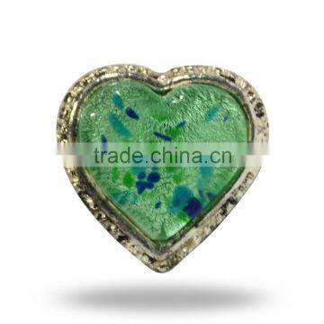 Metal & Glass heart Knob (Green)