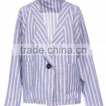 Vintage Striped Short Style Lapel Coat
