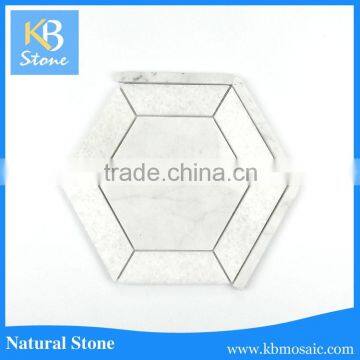 Hot quality hexagon white marble mosaic tiles