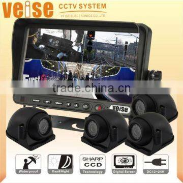 Bus rearview camera with 7 inch TFT LCD monitor + 4 CCD camera + 15M extension cable