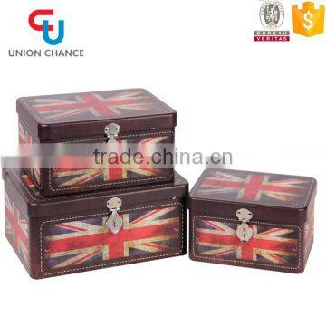 The Union Jack Design Large Rectangle Storage Tin Box With Lock