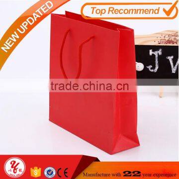 Biodegradable promation red custom made paper bags packaging bags with cotton handle